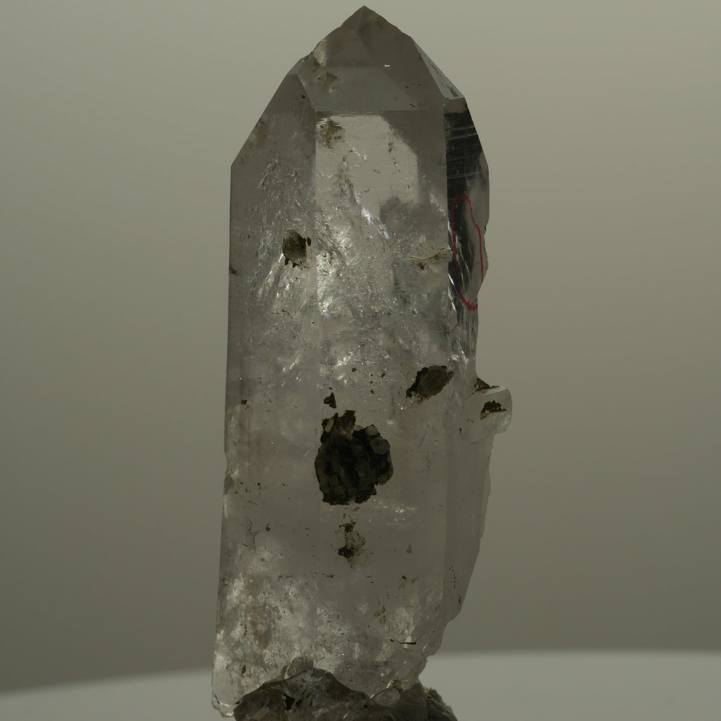 Enhydro Skelett Rauchquarz mit Prehnit, 1x Blase Streep Mine Goboboseb Namibia 63*21*19mm #14060