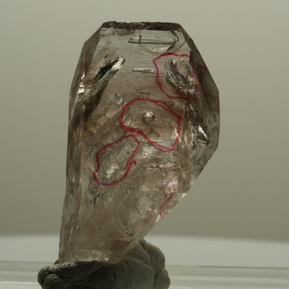 Enhydro Skelett Fenster Phantom Rauchquarz, 5x Blase Goboboseb, Namibia 42*24*12mm #14066