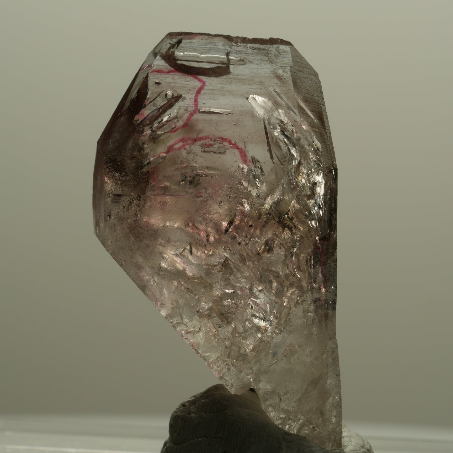 Enhydro Skelett Fenster Phantom Rauchquarz, 5x Blase Goboboseb, Namibia 42*24*12mm #14066