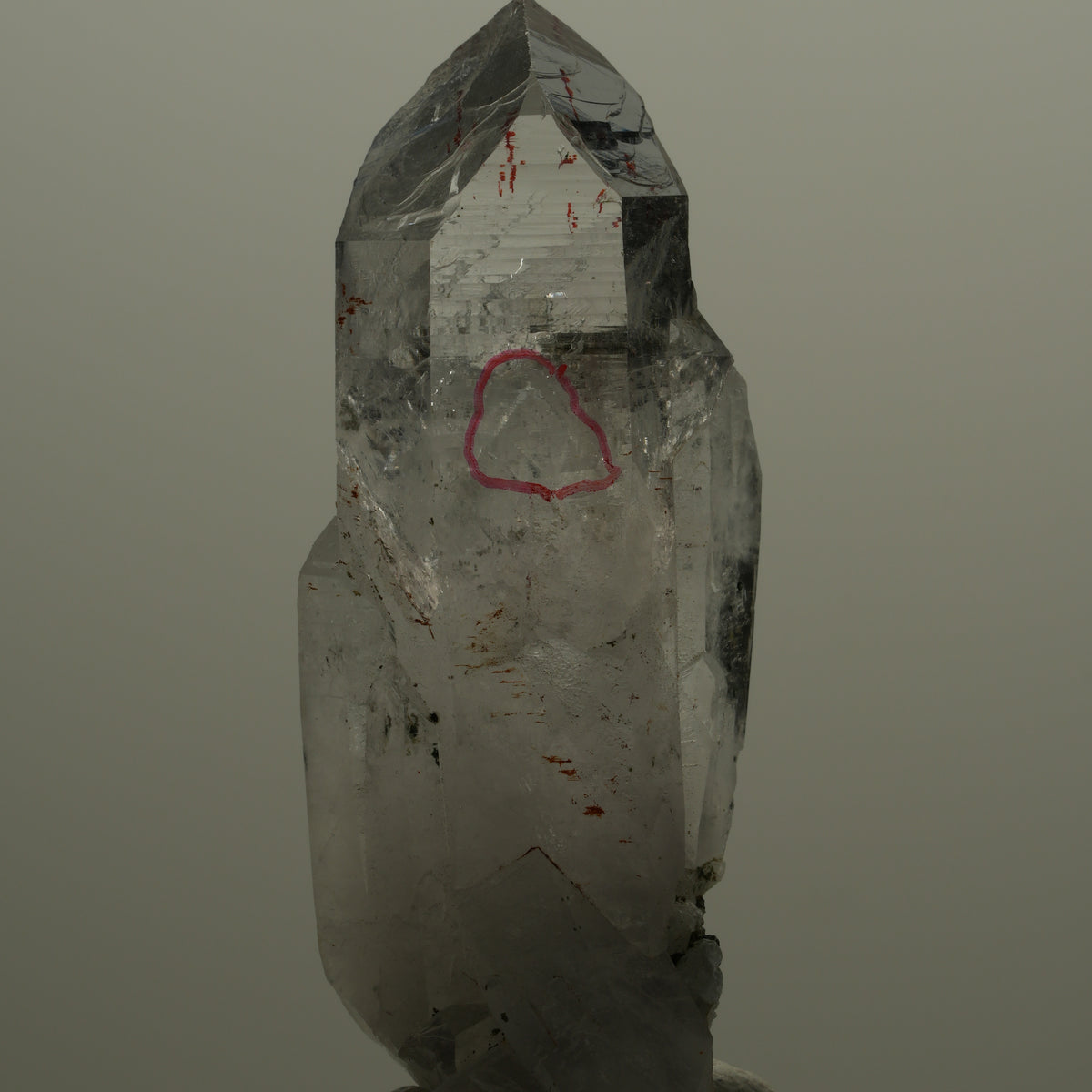 Enhydro Harlekin Lemurian Rauchquarz Spitze, 1x Blase Streep Mine, Namibia 60*20*15mm #14067
