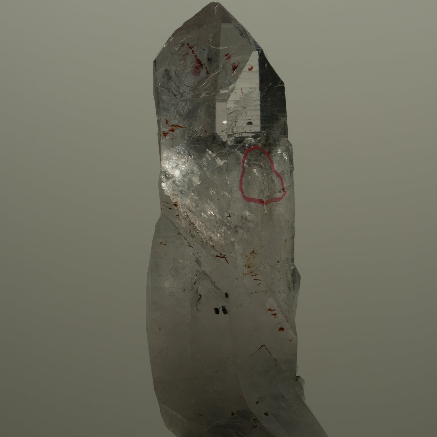 Enhydro Harlekin Lemurian Rauchquarz Spitze, 1x Blase Streep Mine, Namibia 60*20*15mm #14067