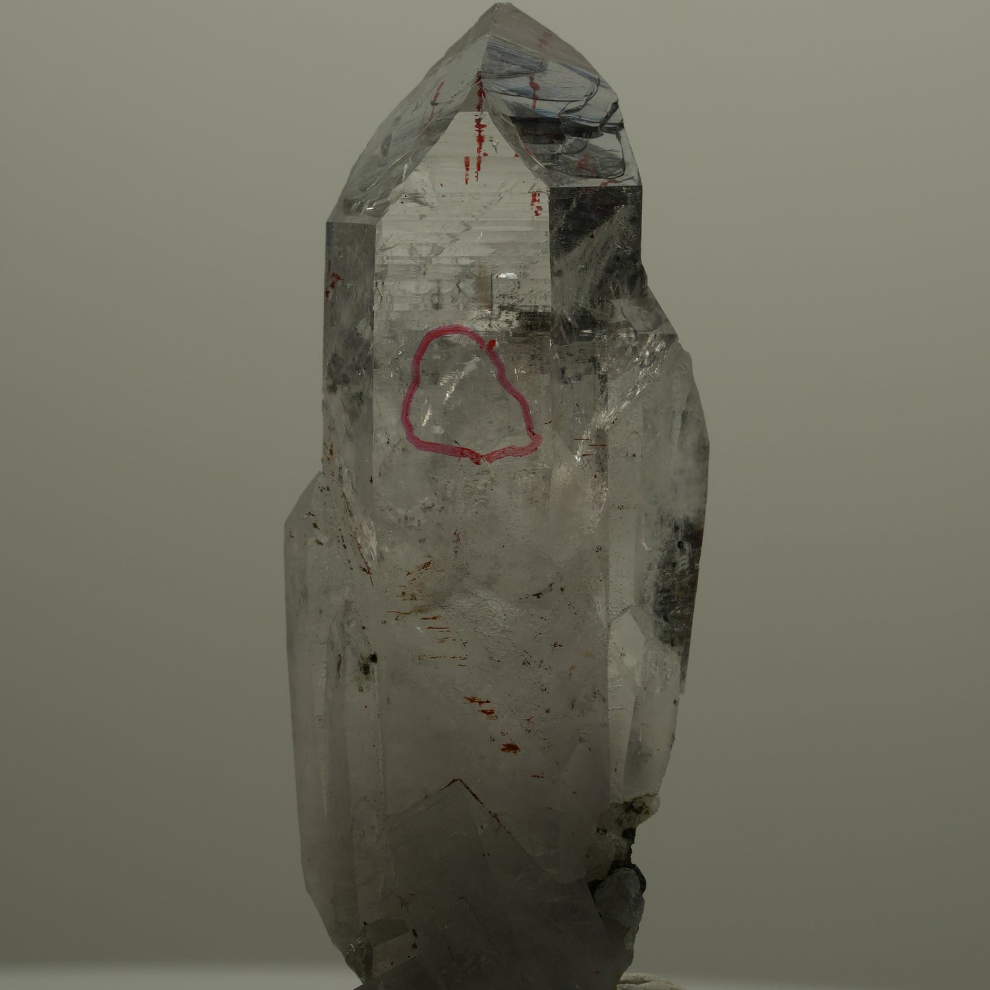 Enhydro Harlekin Lemurian Rauchquarz Spitze, 1x Blase Streep Mine, Namibia 60*20*15mm #14067