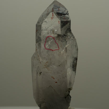 Enhydro Harlekin Lemurian Rauchquarz Spitze, 1x Blase Streep Mine, Namibia 60*20*15mm #14067