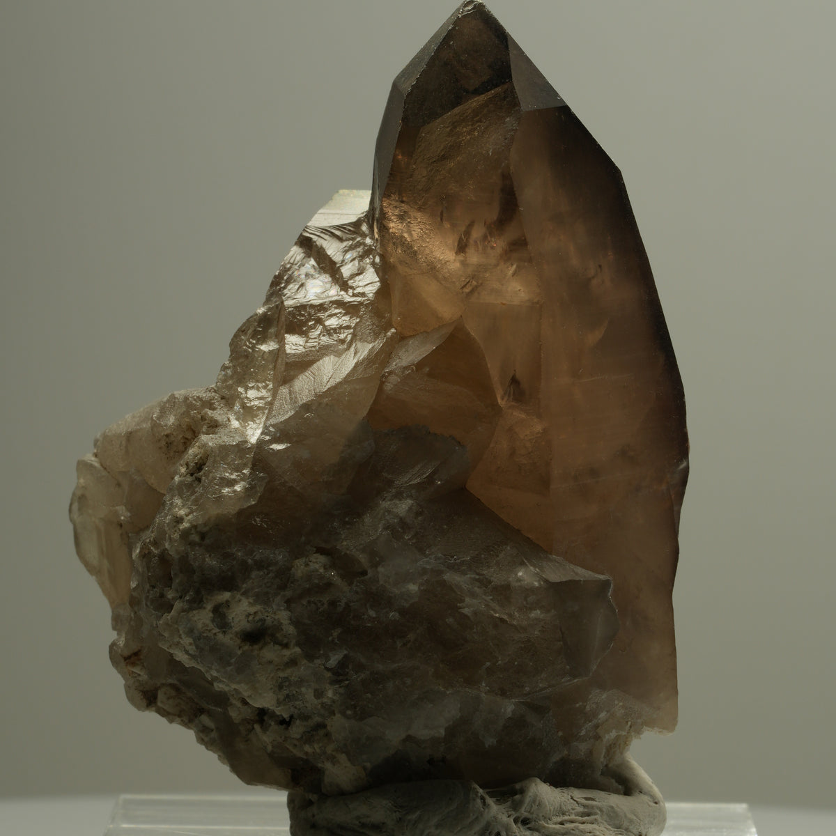 Skelett Rauchquarz Kristall Spitze mit Hyalit Opal Erongo, Namibia 62*64*28mm #14075