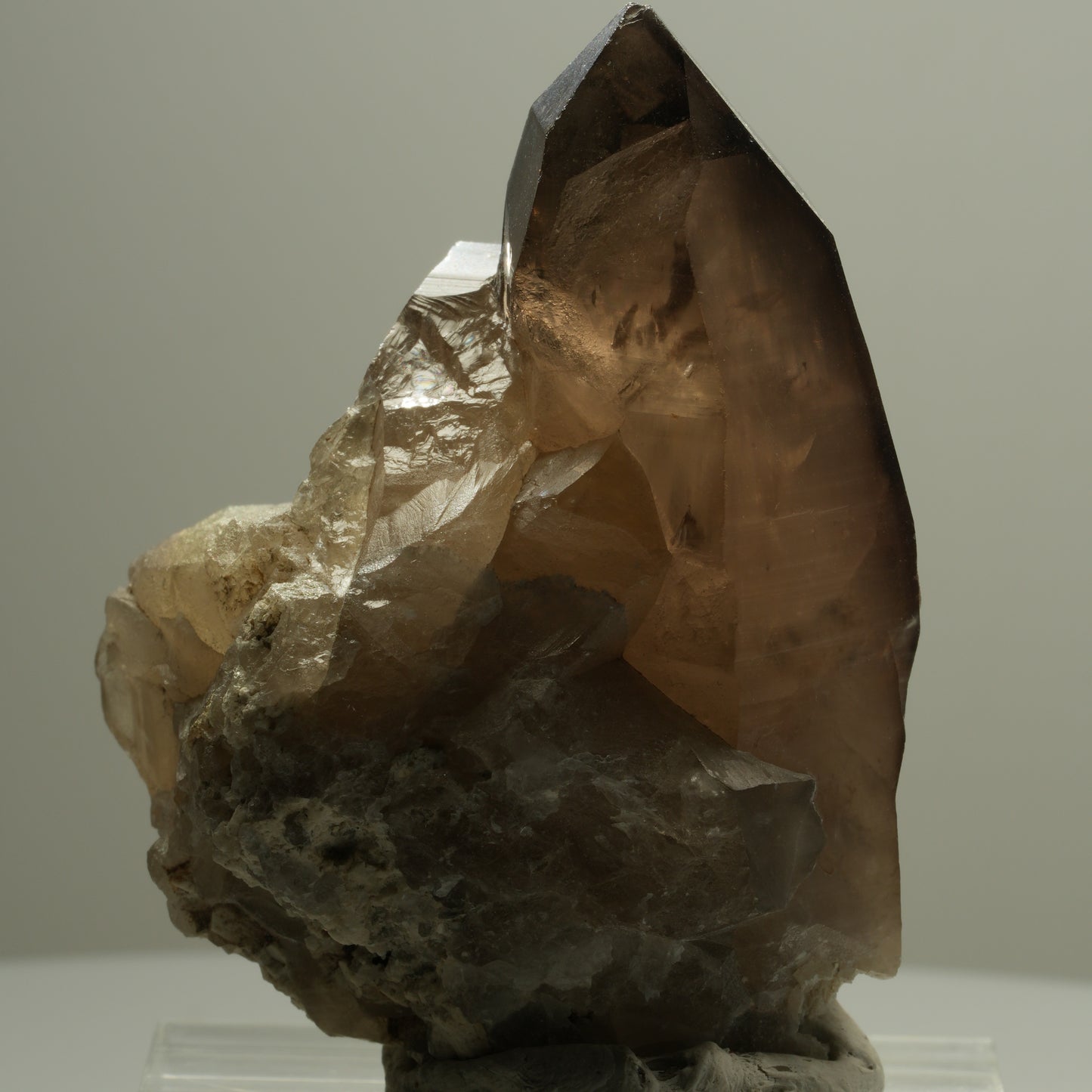 Skelett Rauchquarz Kristall Spitze mit Hyalit Opal Erongo, Namibia 62*64*28mm #14075