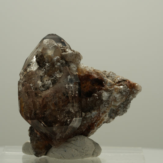 Enhydro Phantom Rauchquarz Skelett DT auf Matrix, 2x Blase Goboboseb, Namibia 42*42*23mm #14078