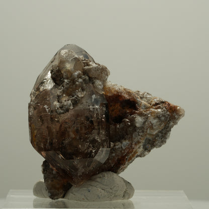 Enhydro Phantom Rauchquarz Skelett DT auf Matrix, 2x Blase Goboboseb, Namibia 42*42*23mm #14078