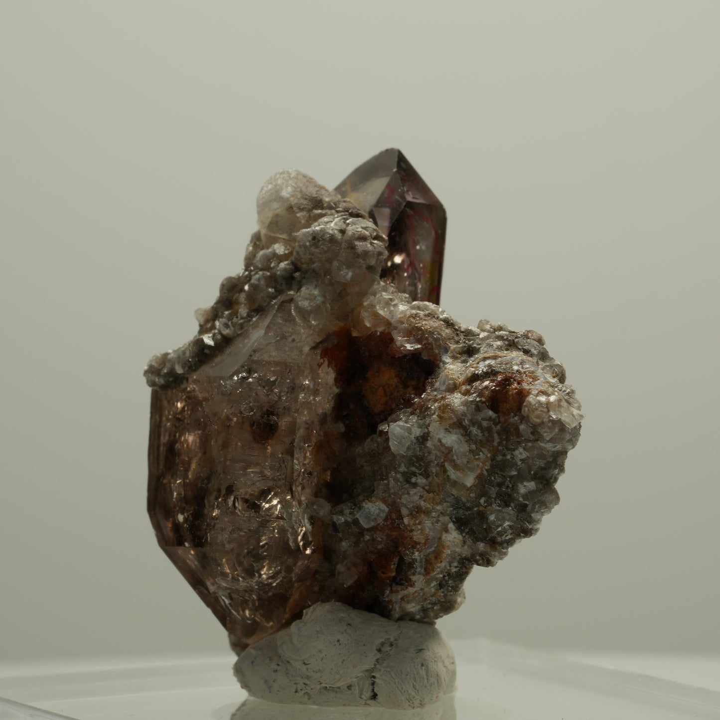 Enhydro Phantom Rauchquarz Skelett DT auf Matrix, 2x Blase Goboboseb, Namibia 42*42*23mm #14078