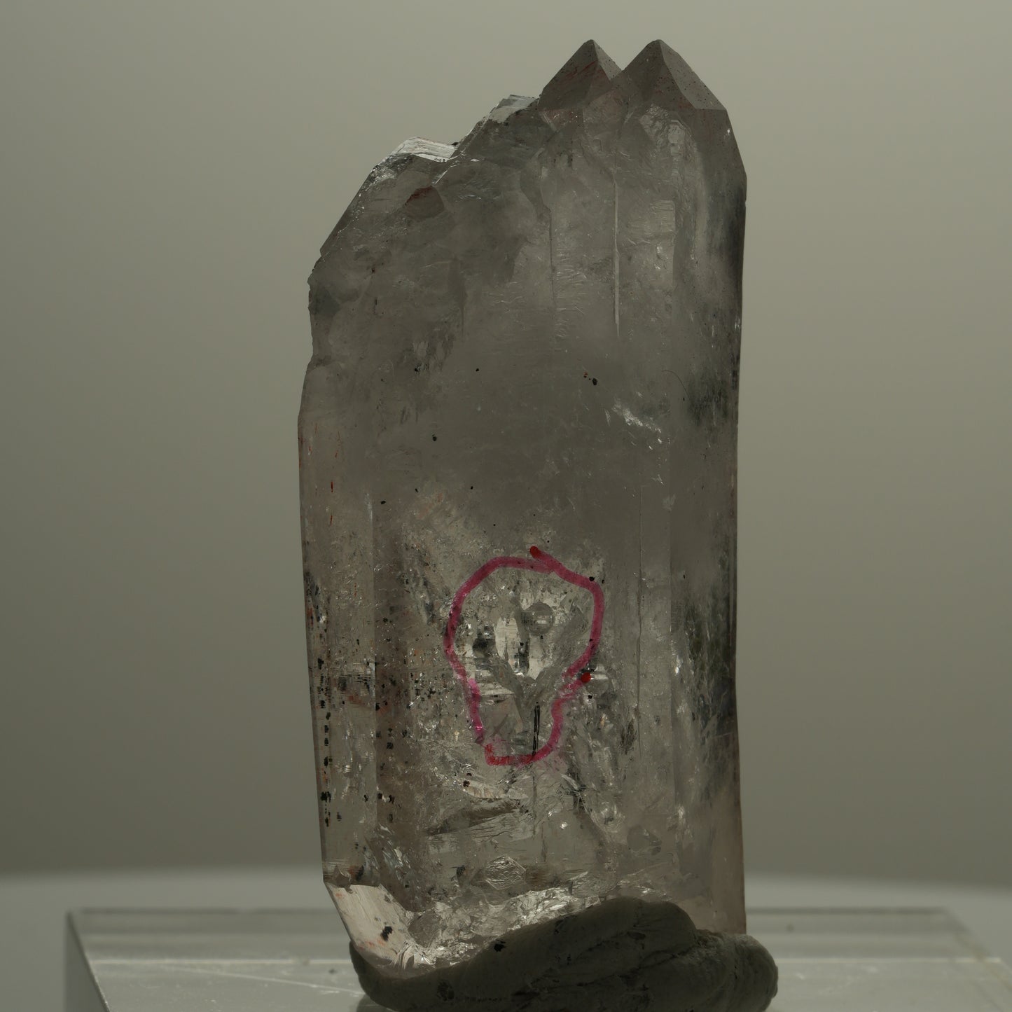 Enhydro Hämatit Rauchquarz Skelett Spitzen, 1x Blase Streep Mine, Namibia 49*22*20mm #14086