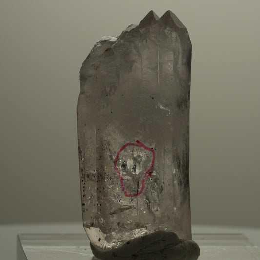 Enhydro Hämatit Rauchquarz Skelett Spitzen, 1x Blase Streep Mine, Namibia 49*22*20mm #14086