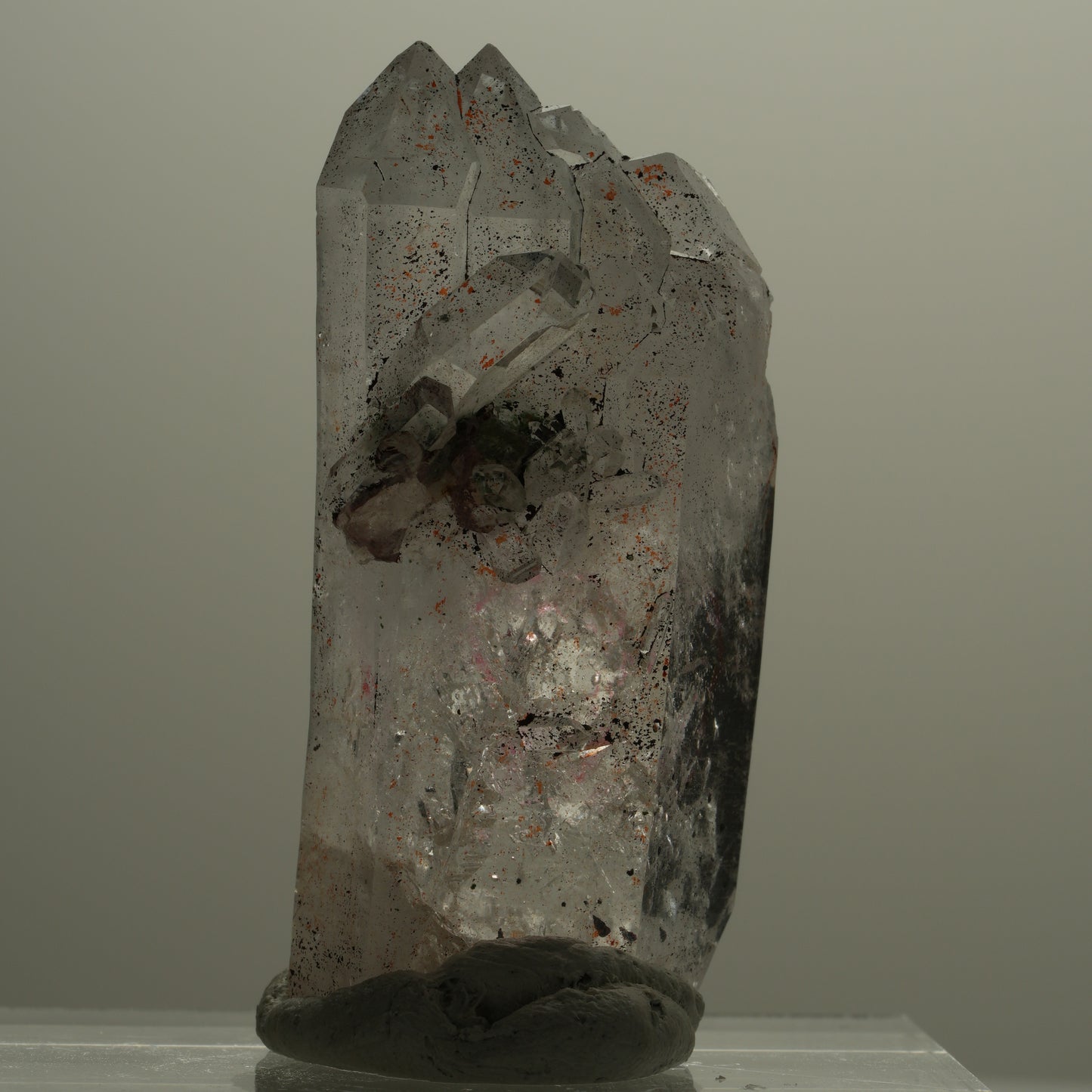 Enhydro Hämatit Rauchquarz Skelett Spitzen, 1x Blase Streep Mine, Namibia 49*22*20mm #14086