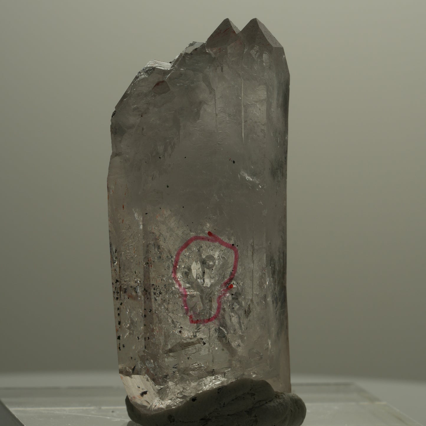 Enhydro Hämatit Rauchquarz Skelett Spitzen, 1x Blase Streep Mine, Namibia 49*22*20mm #14086