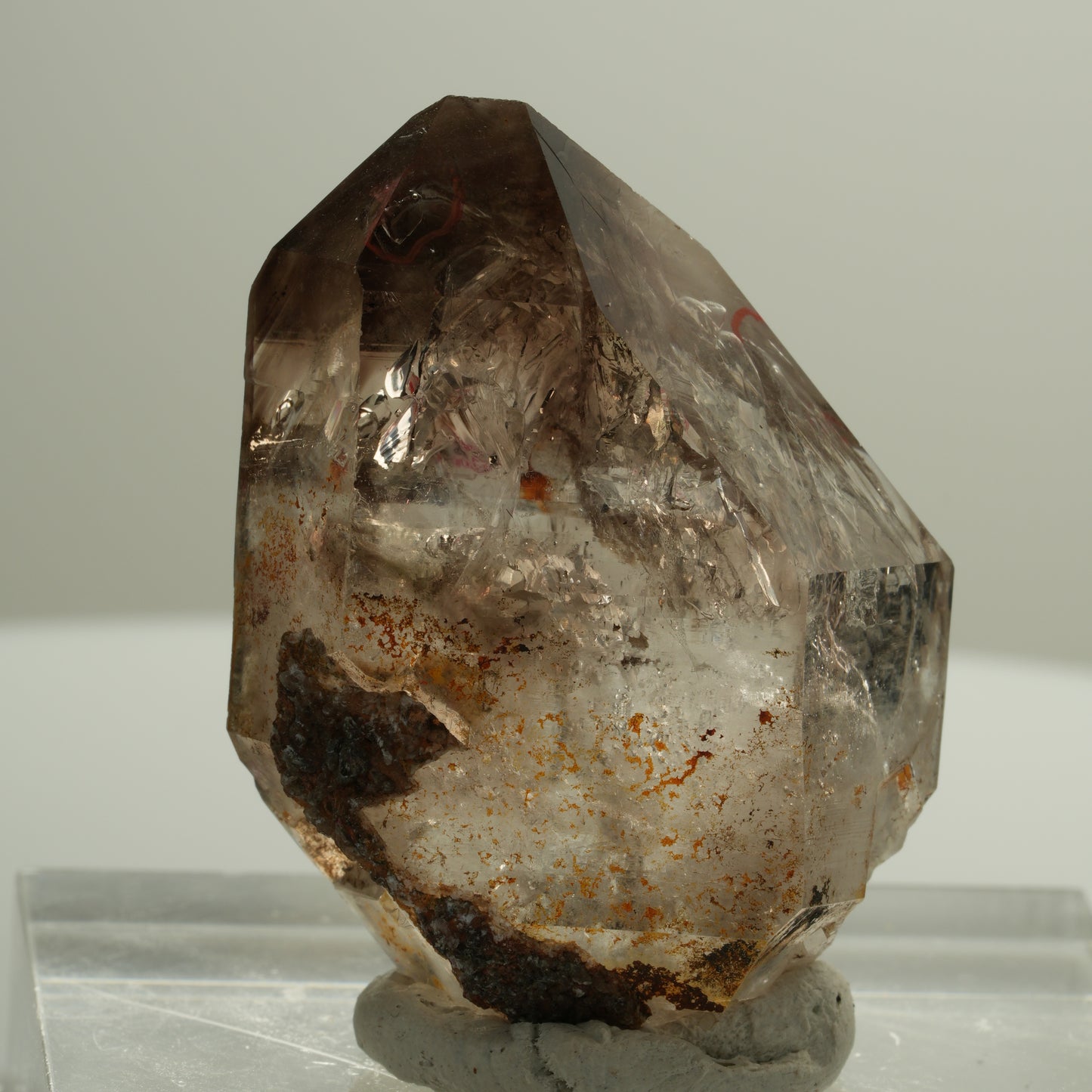 Enhydro Skelett Fenster Phantom Rauchquarz, 3x Blase Goboboseb, Namibia 41*31*19mm #14088