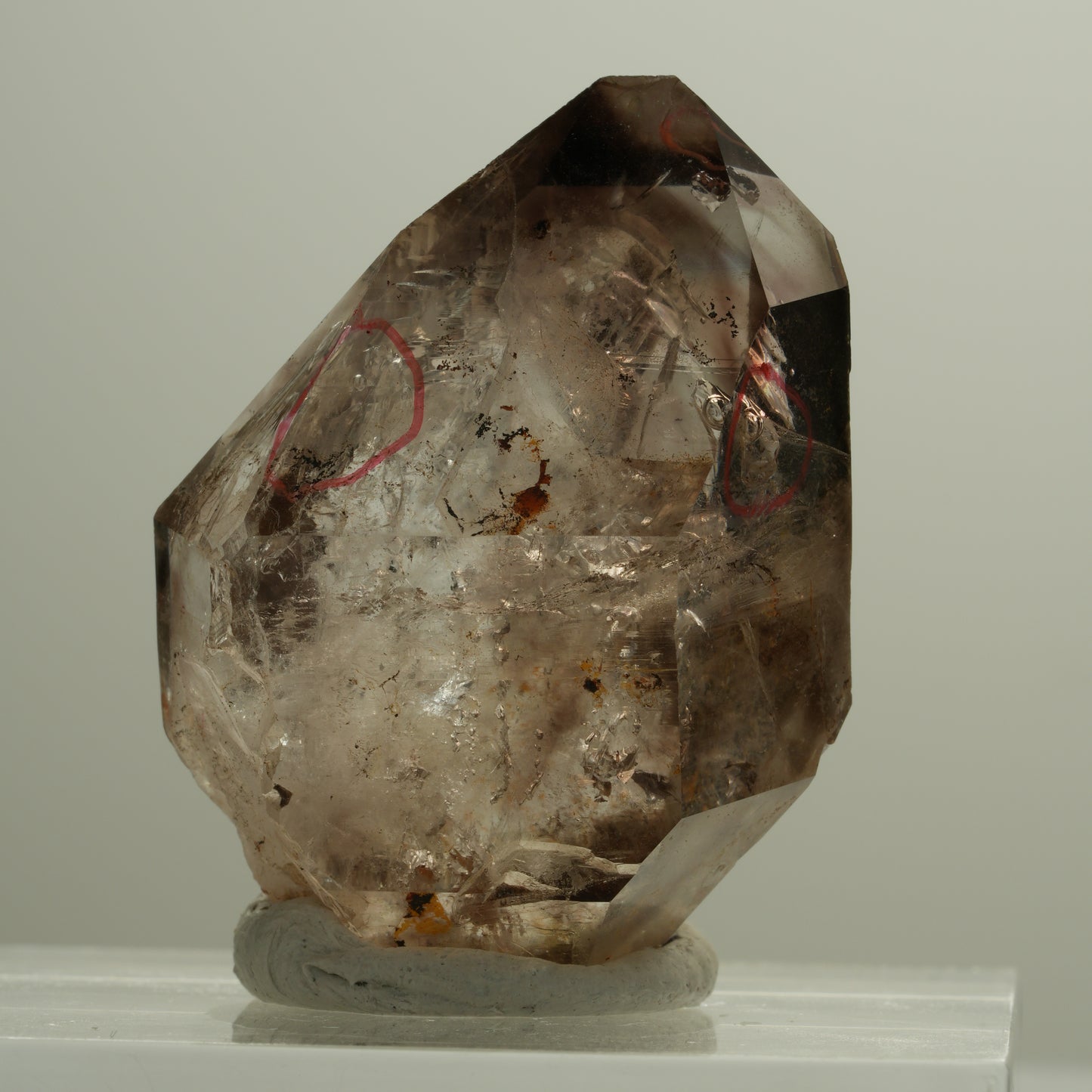 Enhydro Skelett Fenster Phantom Rauchquarz, 3x Blase Goboboseb, Namibia 41*31*19mm #14088
