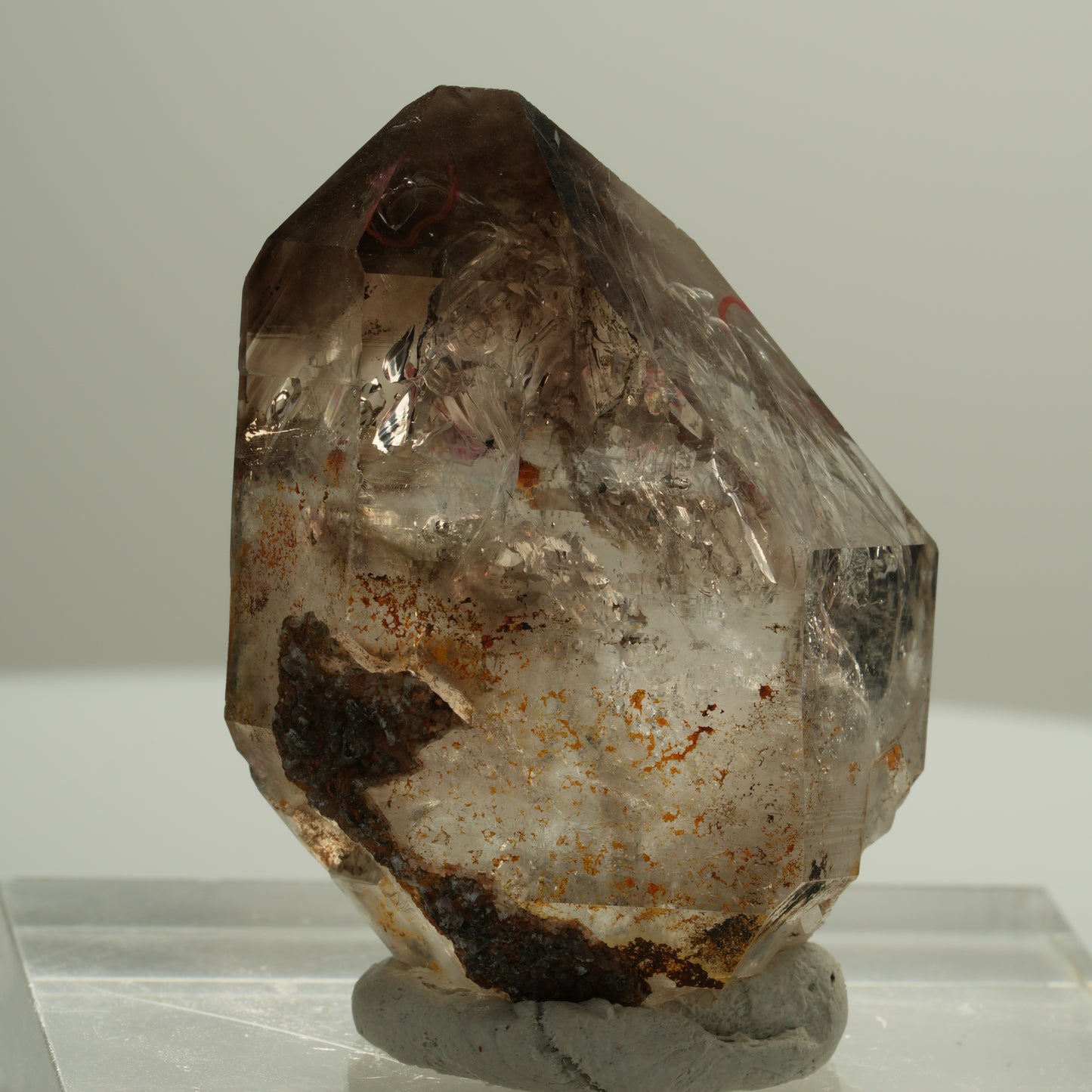 Enhydro Skelett Fenster Phantom Rauchquarz, 3x Blase Goboboseb, Namibia 41*31*19mm #14088