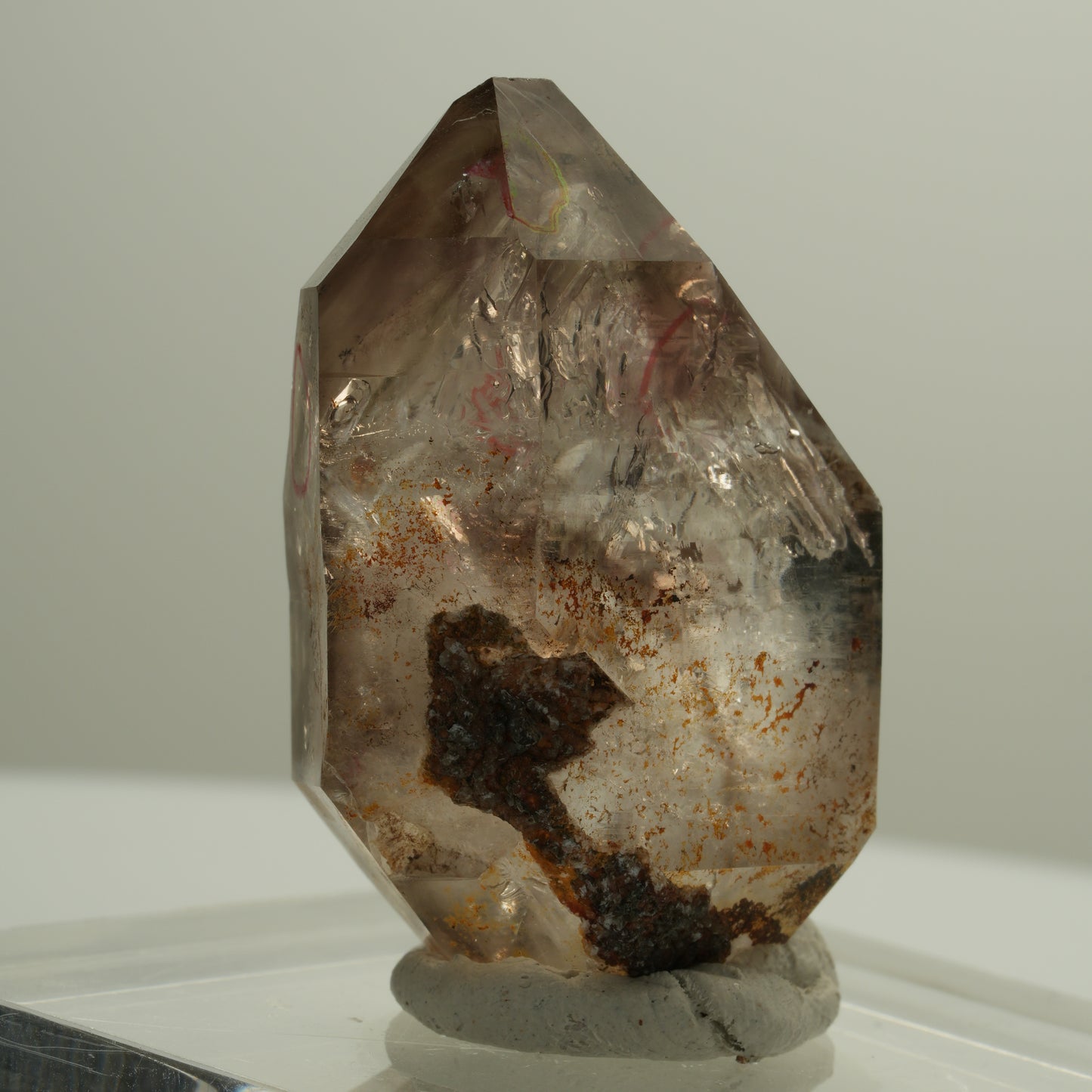 Enhydro Skelett Fenster Phantom Rauchquarz, 3x Blase Goboboseb, Namibia 41*31*19mm #14088