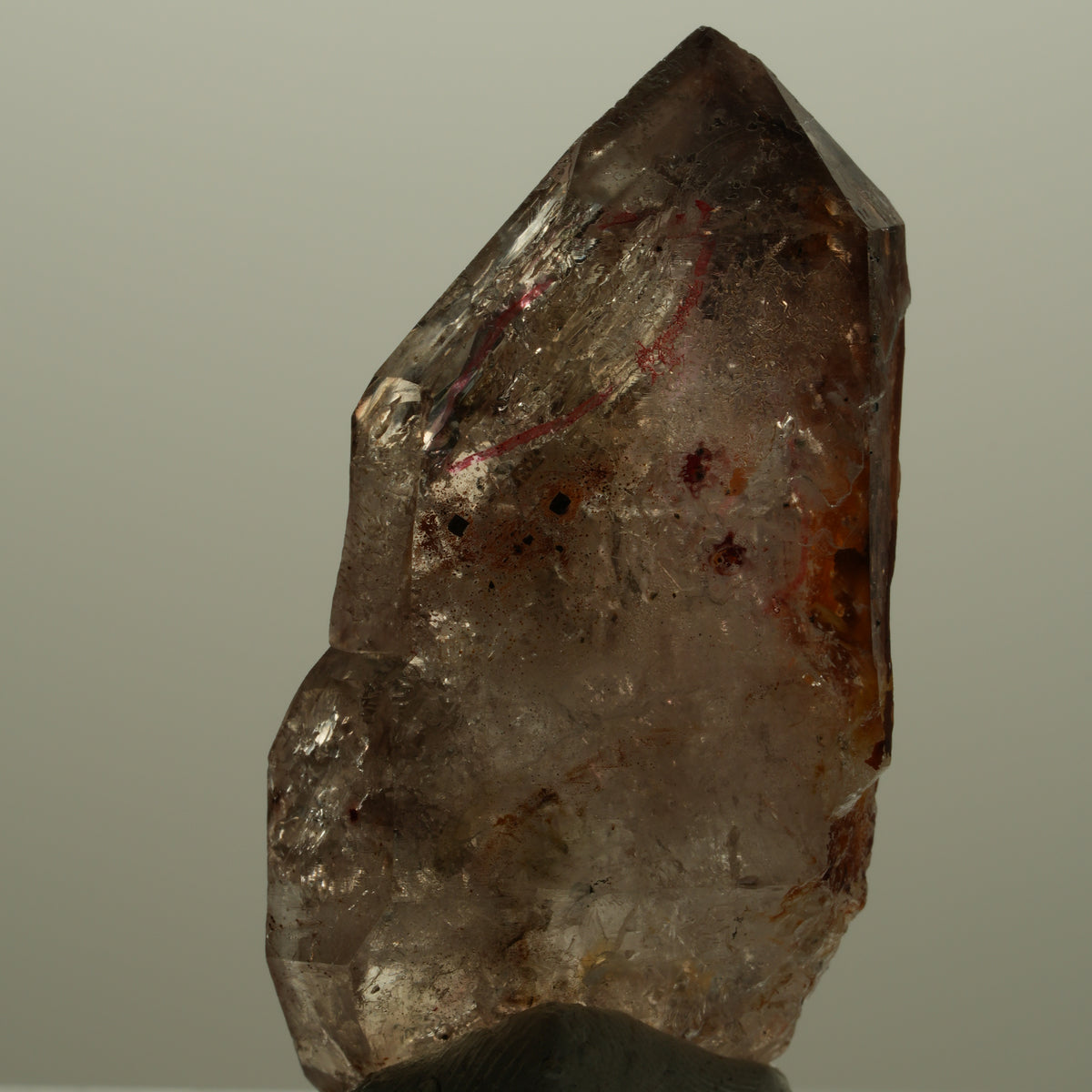 Enhydro Phantom Rauchquarz Skelett Doppelender, 2x Blase Goboboseb, Namibia 47*24*18mm #14113