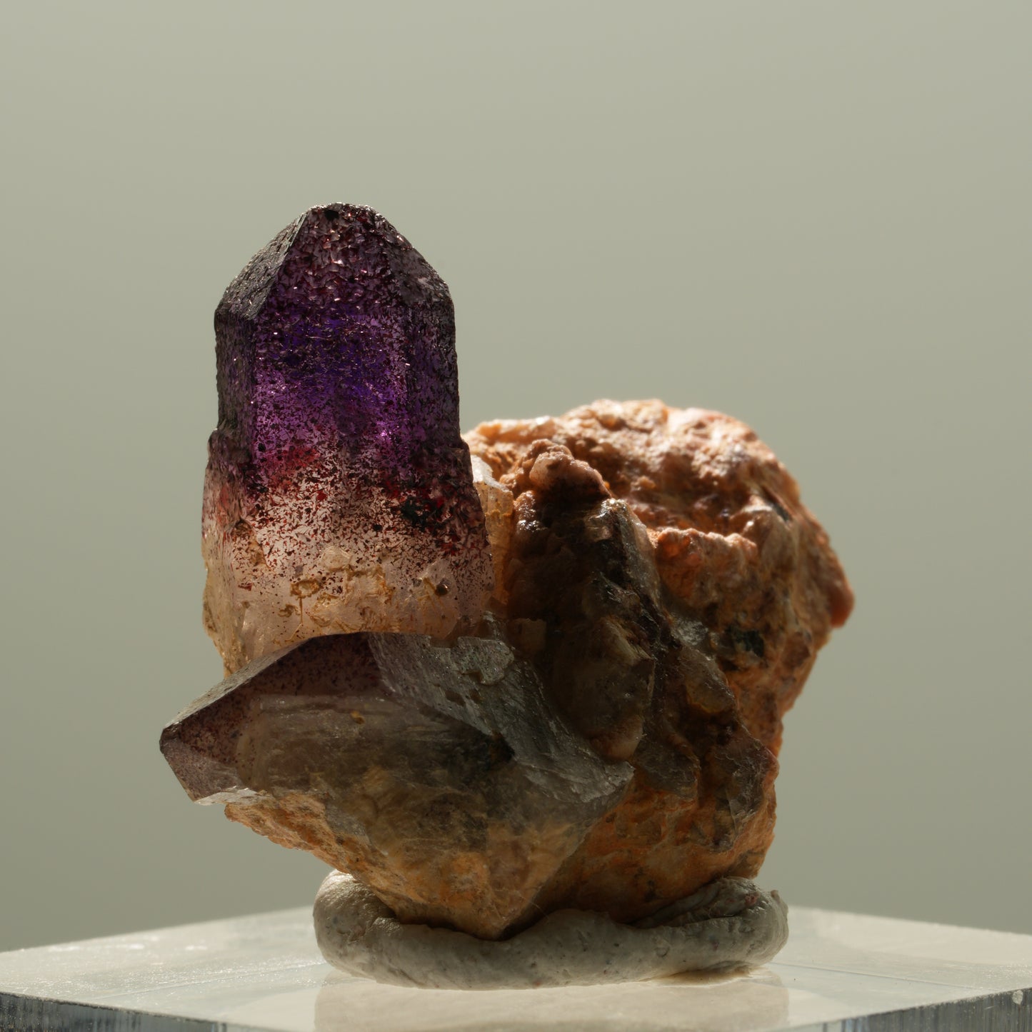 Skelett Phantom Amethyst Eisen Zepter auf Matrix Brandberg, Namibia 26*25*12mm #14121