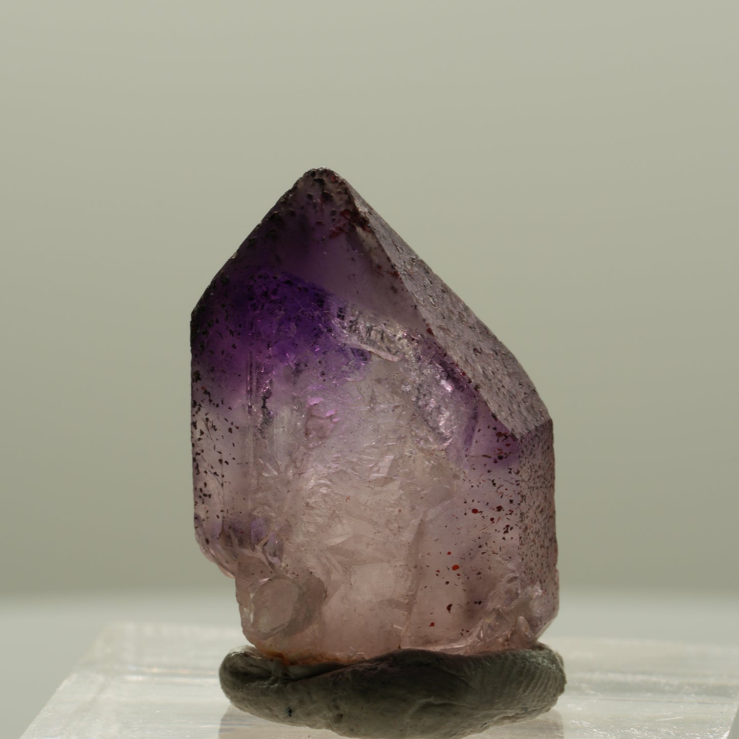 Seltene Phantom Skelett Amethyst mit Eisen Spitze Brandberg, Namibia 23*15*12mm #14128