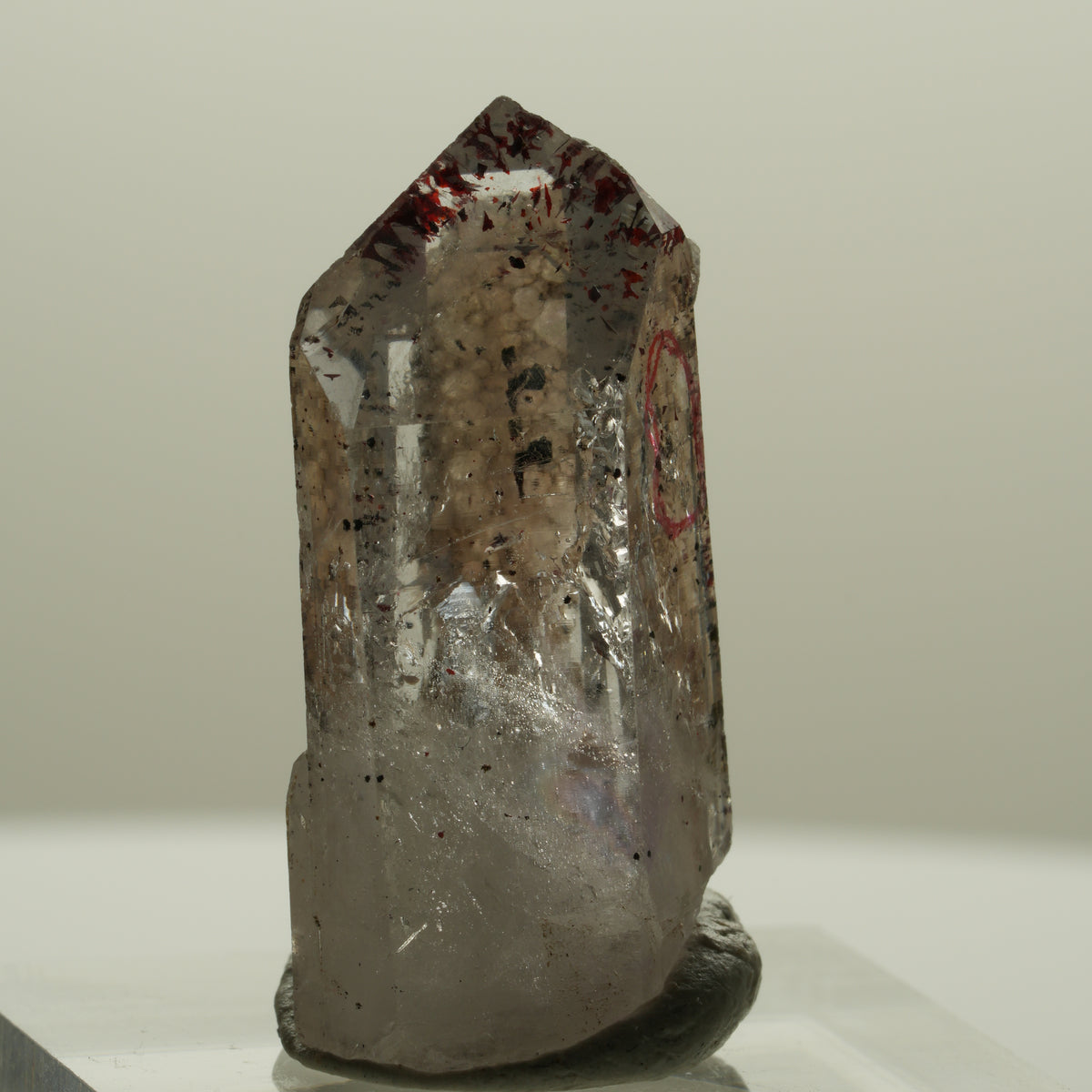 Enhydro Harlekin Phantom Amethyst Spitze, 1x Blase Brandberg, Namibia 29*15*12mm #14145