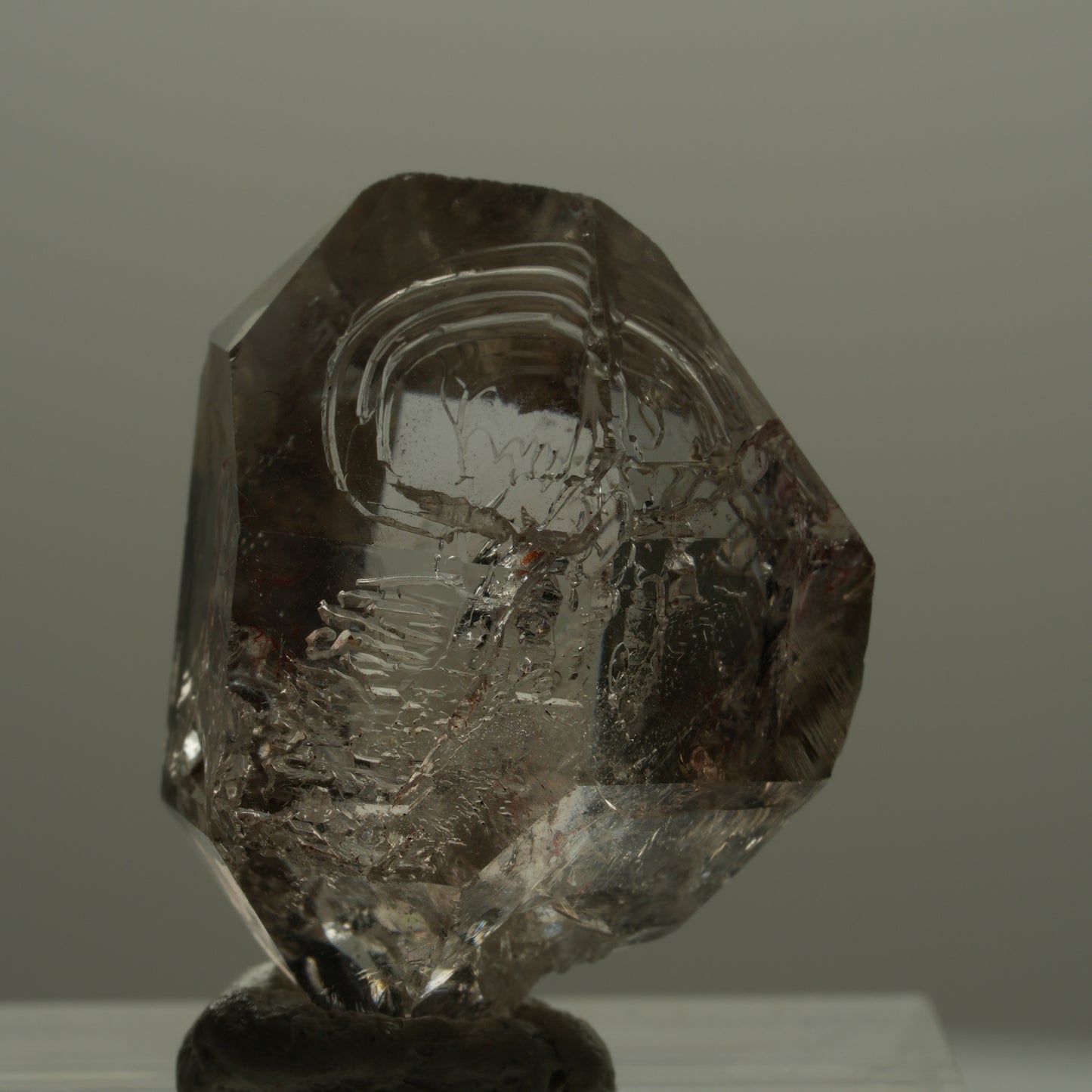 Skelett Phantom Rauchquarz Fenster Zepter Doppelender Spitze Goboboseb, Namibia 24*18*16mm #14165