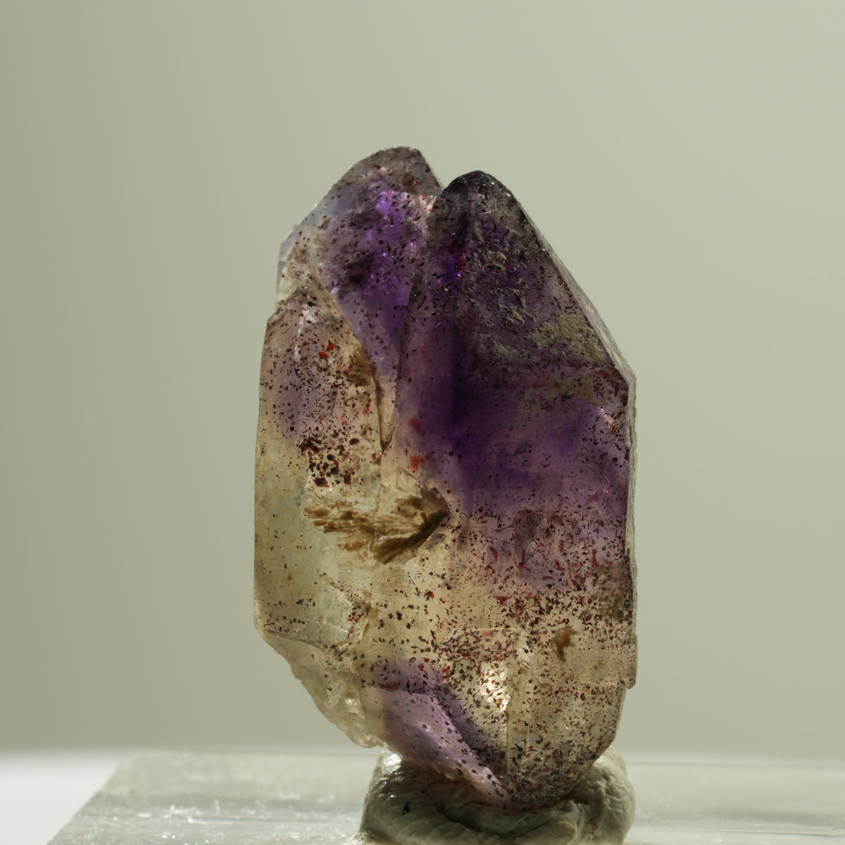 Seltene Phantom Skelett Amethyst DT mit Eisen Spitze Brandberg, Namibia 25*15*9mm #14188