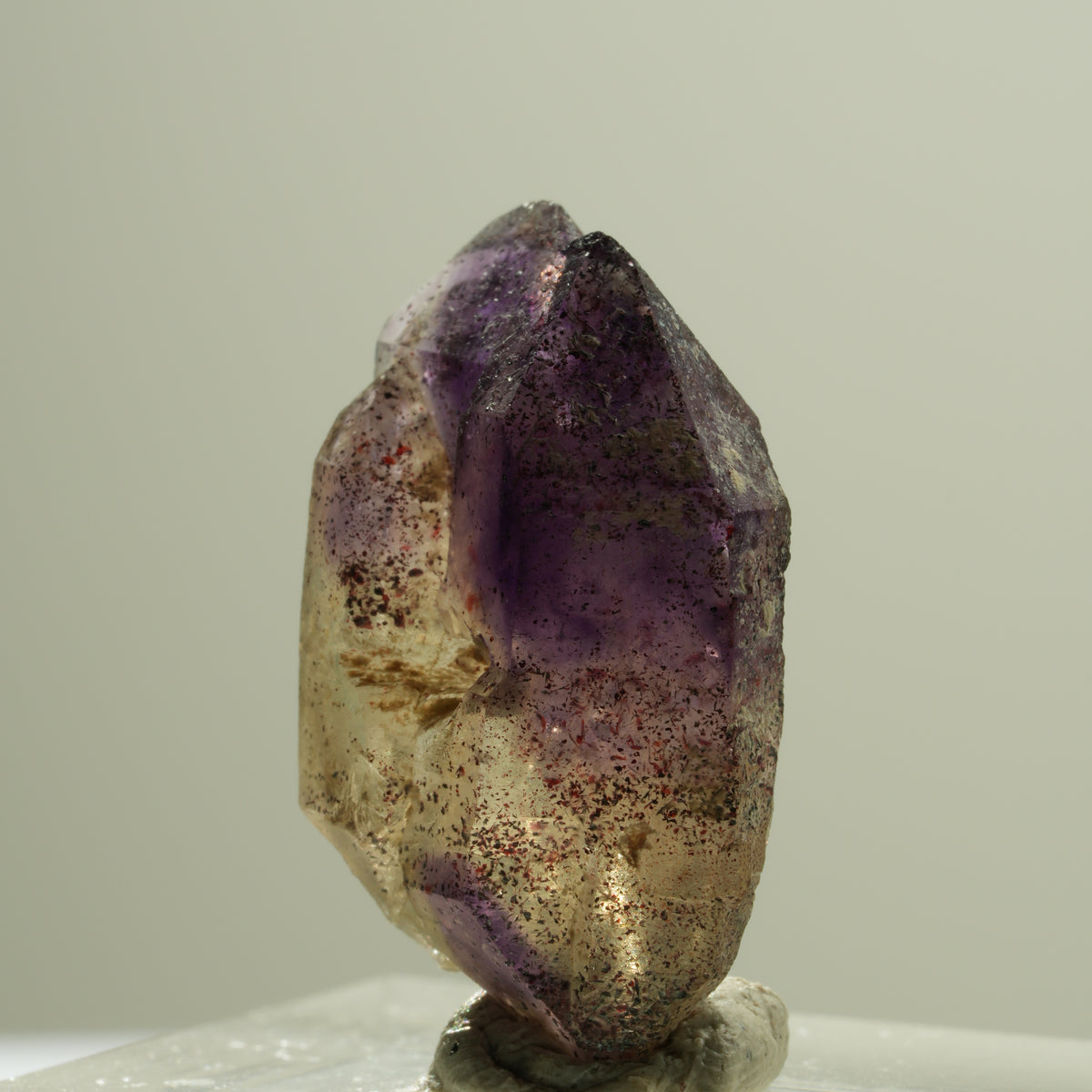 Seltene Phantom Skelett Amethyst DT mit Eisen Spitze Brandberg, Namibia 25*15*9mm #14188
