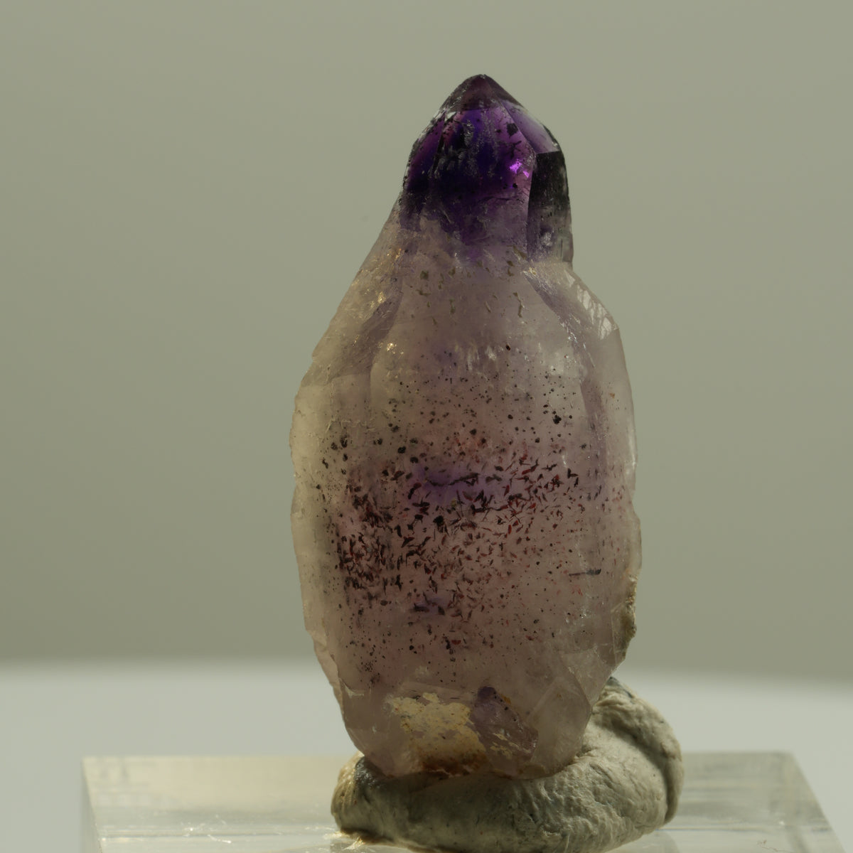 Seltene Phantom Amethyst Zepter mit Eisen Spitze Brandberg, Namibia 30*14*12mm #14203