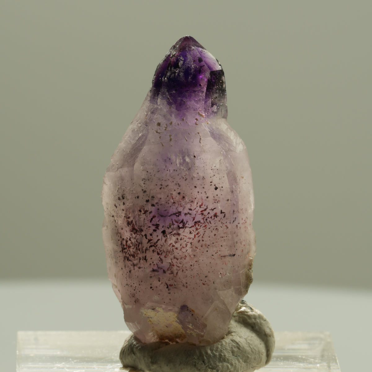 Seltene Phantom Amethyst Zepter mit Eisen Spitze Brandberg, Namibia 30*14*12mm #14203