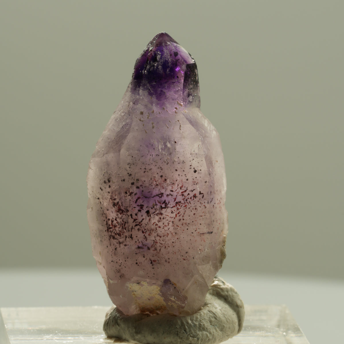 Seltene Phantom Amethyst Zepter mit Eisen Spitze Brandberg, Namibia 30*14*12mm #14203
