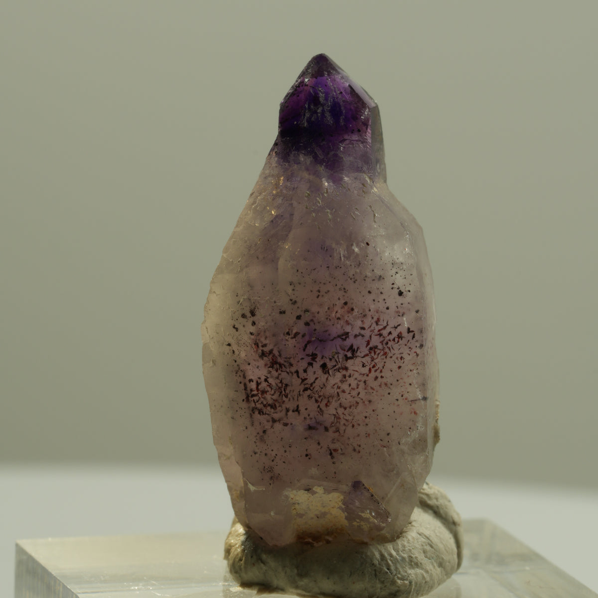 Seltene Phantom Amethyst Zepter mit Eisen Spitze Brandberg, Namibia 30*14*12mm #14203
