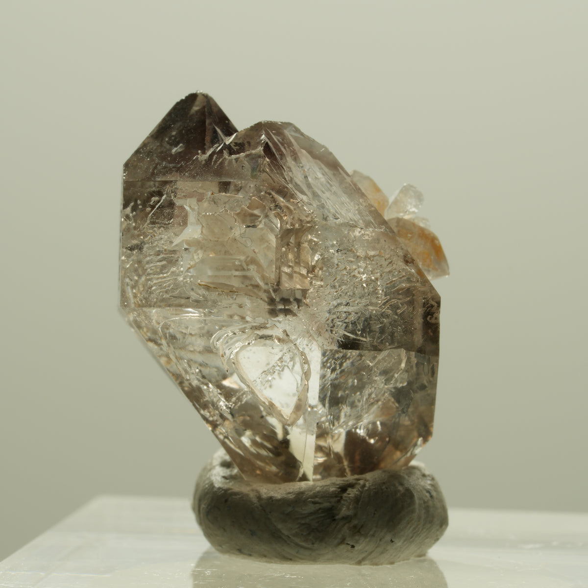 Skelett Phantom Rauchquarz Fenster Zepter Doppelender Spitze Goboboseb, Namibia 22*15*11mm #14233