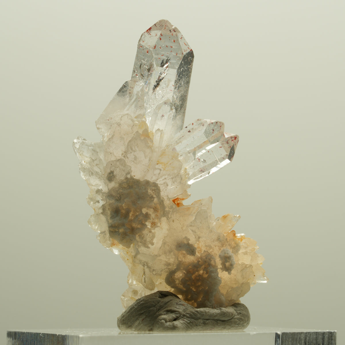 Harlekin Skelett Rauchquarz Spitzen auf Matrix Streep Mine, Goboboseb, Namibia 35*24*12mm #14245