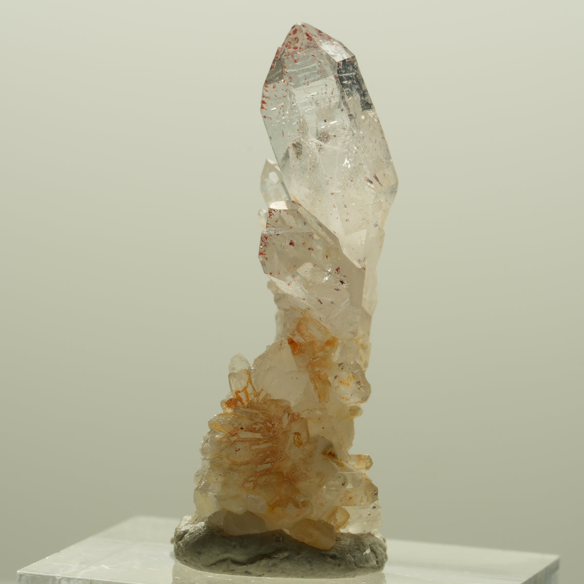 Harlekin Skelett Rauchquarz Spitzen auf Matrix Streep Mine, Goboboseb, Namibia 35*24*12mm #14245