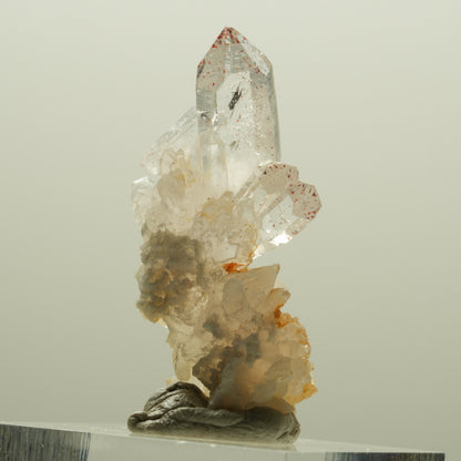 Harlekin Skelett Rauchquarz Spitzen auf Matrix Streep Mine, Goboboseb, Namibia 35*24*12mm #14245