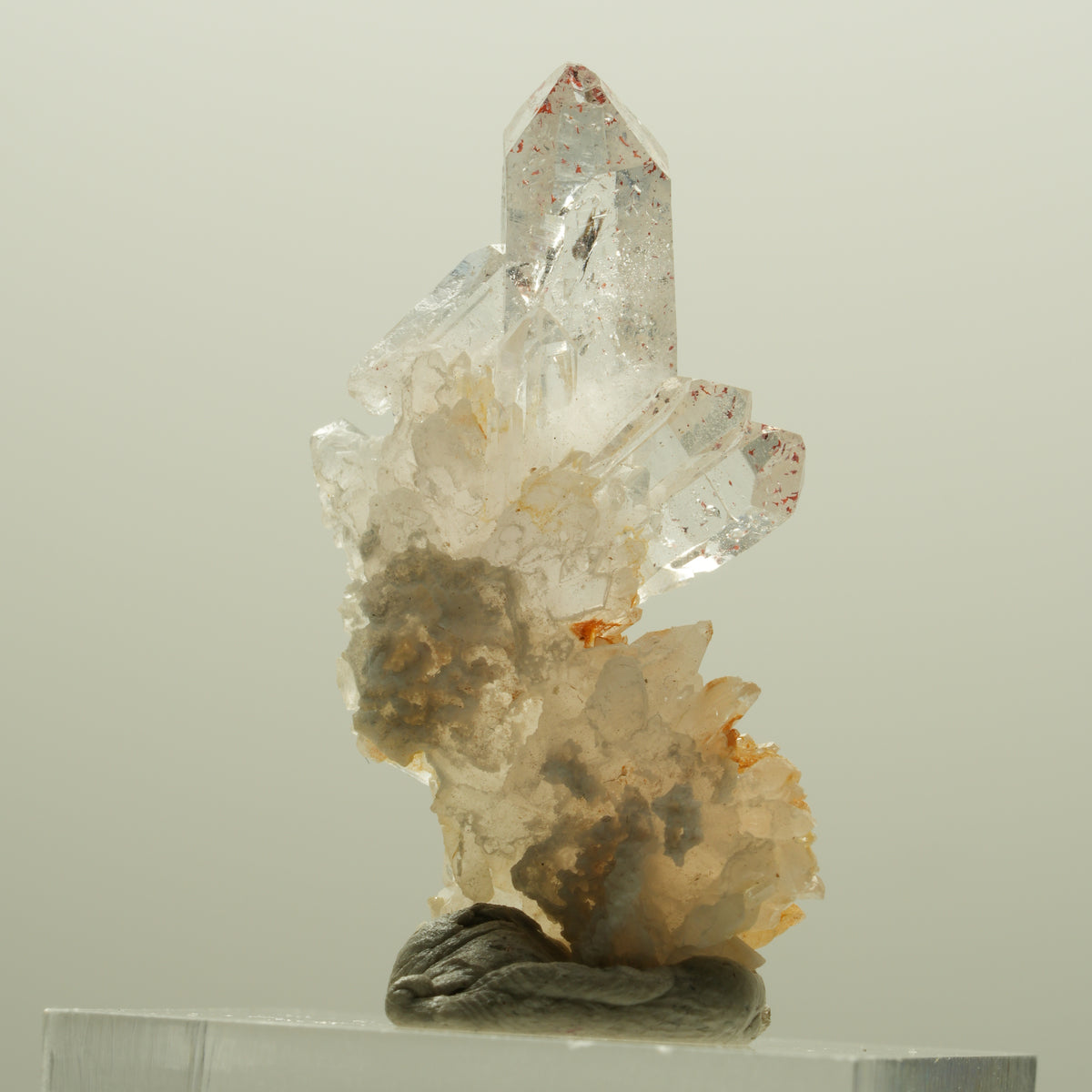 Harlekin Skelett Rauchquarz Spitzen auf Matrix Streep Mine, Goboboseb, Namibia 35*24*12mm #14245