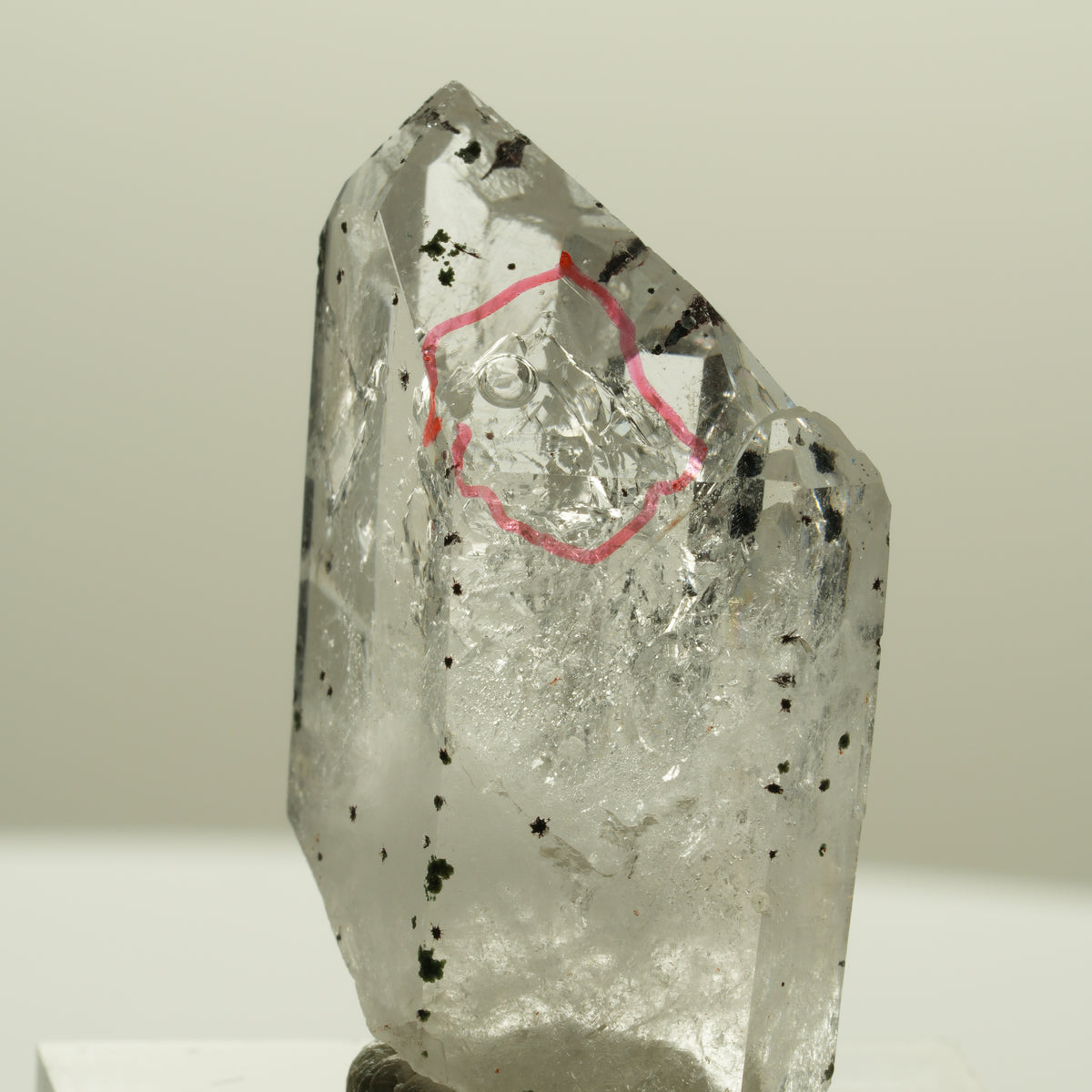 Enhydro Harlekin Phantom Amethyst Spitze, große Blase Streep Mine, Namibia 36*22*113mm #14249