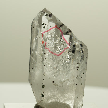 Enhydro Harlekin Phantom Amethyst Spitze, große Blase Streep Mine, Namibia 36*22*113mm #14249