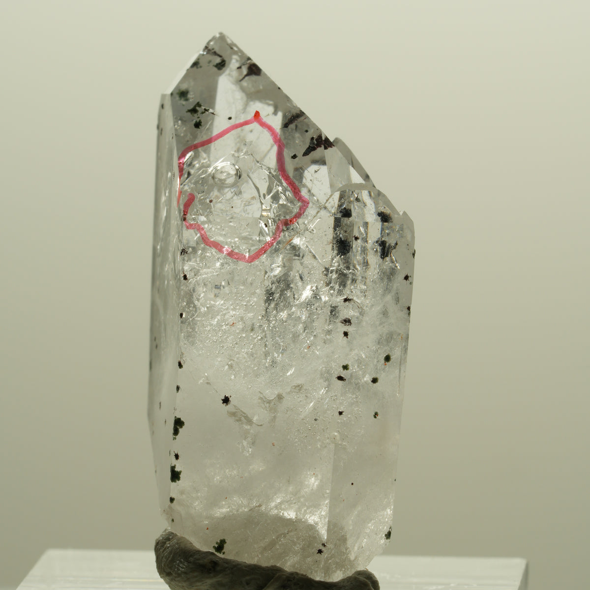 Enhydro Harlekin Phantom Amethyst Spitze, große Blase Streep Mine, Namibia 36*22*113mm #14249