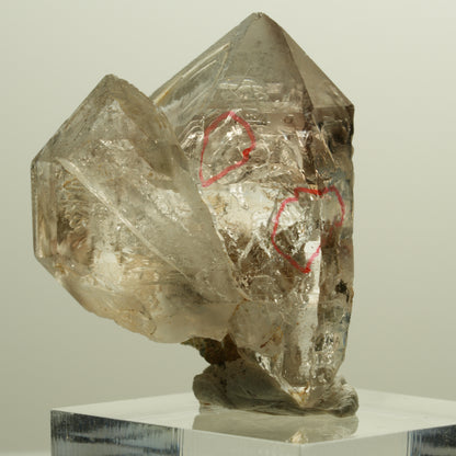 Enhydro Phantom Rauchquarz Skelett Doppelender, 2x Blase Goboboseb, Namibia 34*28*21mm #14262
