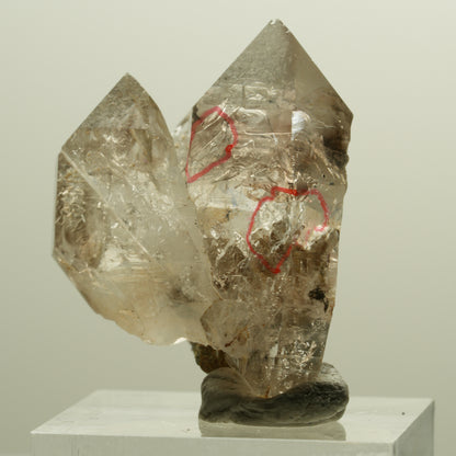 Enhydro Phantom Rauchquarz Skelett Doppelender, 2x Blase Goboboseb, Namibia 34*28*21mm #14262