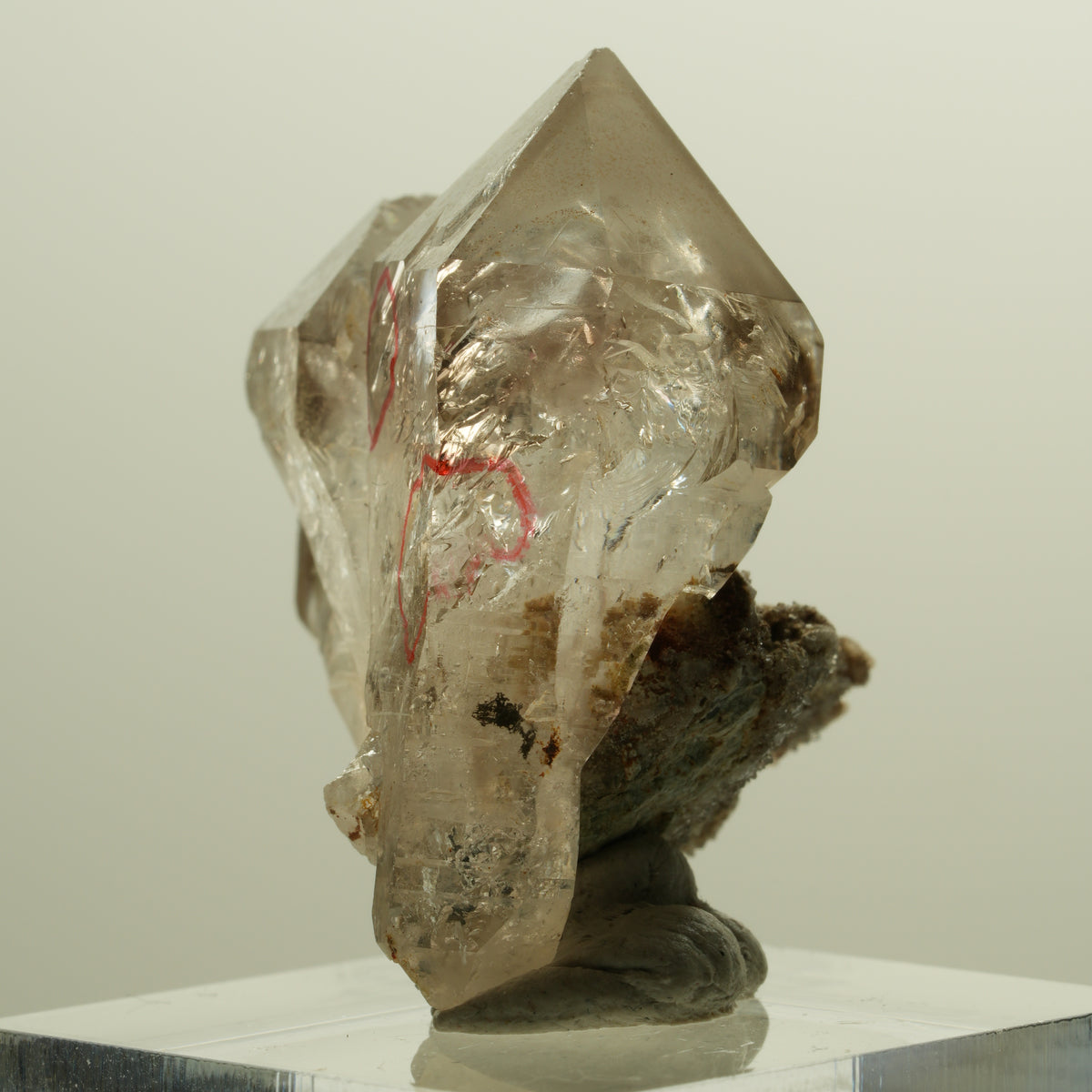 Enhydro Phantom Rauchquarz Skelett Doppelender, 2x Blase Goboboseb, Namibia 34*28*21mm #14262