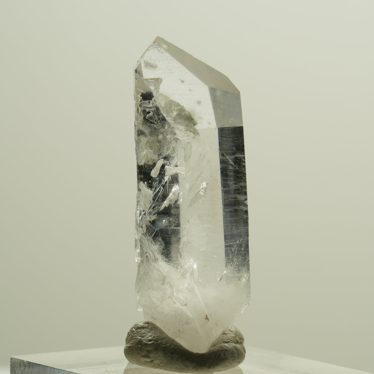 Enhydro Skelett Rauchquarz Spitze mit Prehnit, 1x Blase Streep Mine, Namibia 36*14*11mm #14268