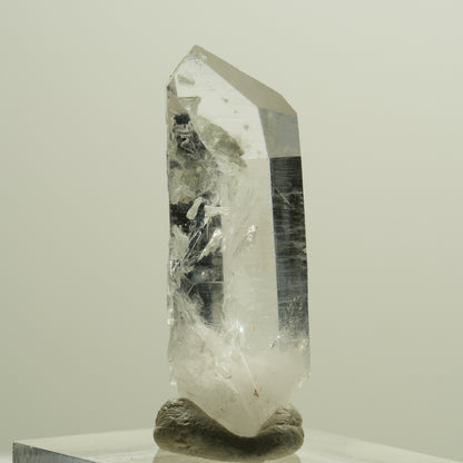 Enhydro Skelett Rauchquarz Spitze mit Prehnit, 1x Blase Streep Mine, Namibia 36*14*11mm #14268