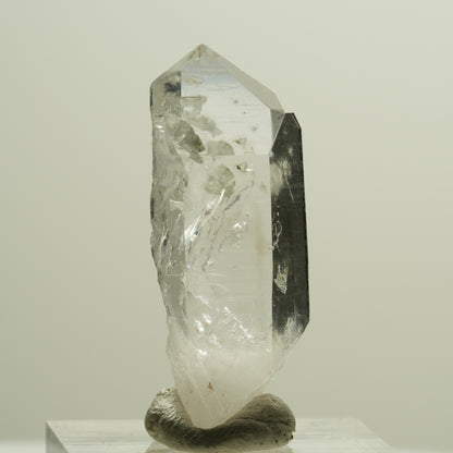 Enhydro Skelett Rauchquarz Spitze mit Prehnit, 1x Blase Streep Mine, Namibia 36*14*11mm #14268