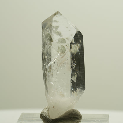 Enhydro Skelett Rauchquarz Spitze mit Prehnit, 1x Blase Streep Mine, Namibia 36*14*11mm #14268
