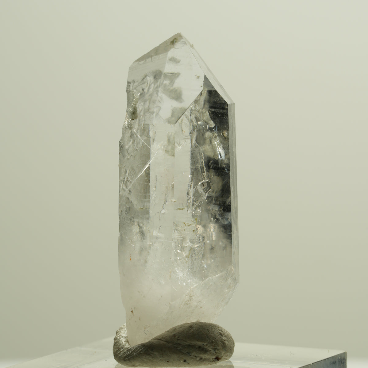 Enhydro Skelett Rauchquarz Spitze mit Prehnit, 1x Blase Streep Mine, Namibia 36*14*11mm #14268