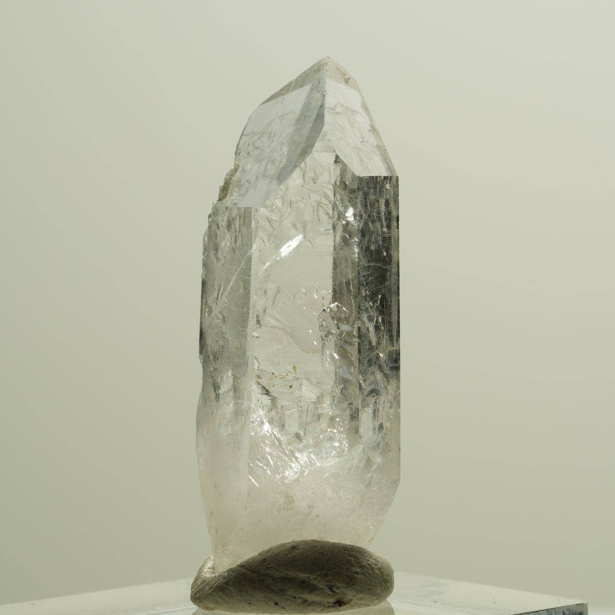 Enhydro Skelett Rauchquarz Spitze mit Prehnit, 1x Blase Streep Mine, Namibia 36*14*11mm #14268