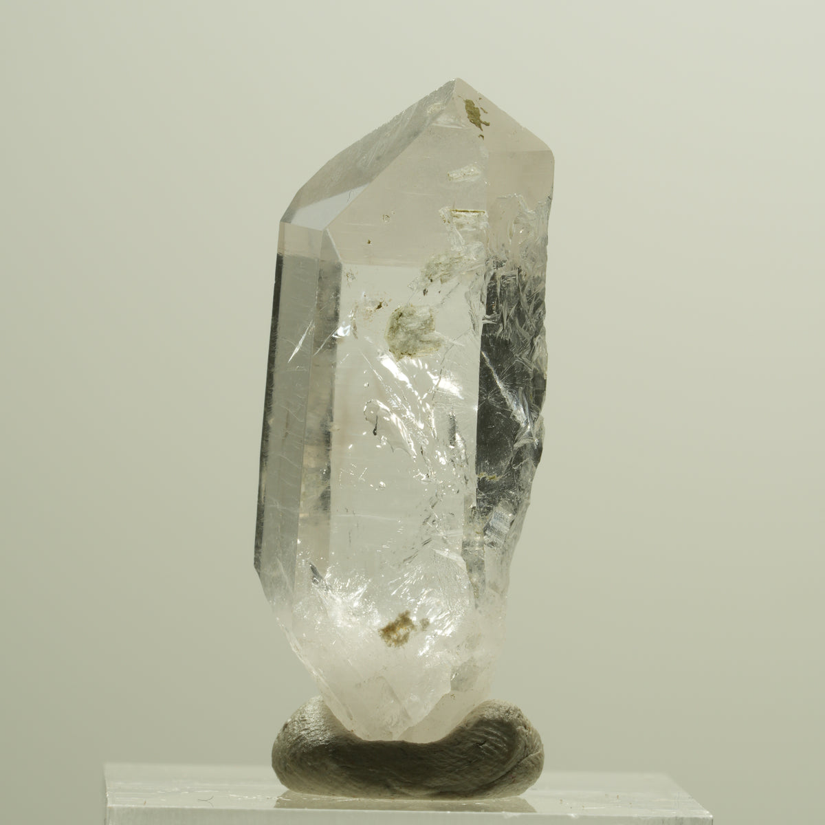 Enhydro Skelett Rauchquarz Spitze mit Prehnit, 1x Blase Streep Mine, Namibia 36*14*11mm #14268