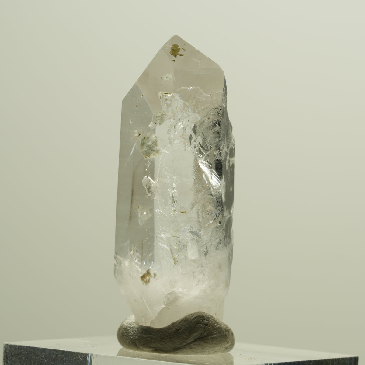 Enhydro Skelett Rauchquarz Spitze mit Prehnit, 1x Blase Streep Mine, Namibia 36*14*11mm #14268